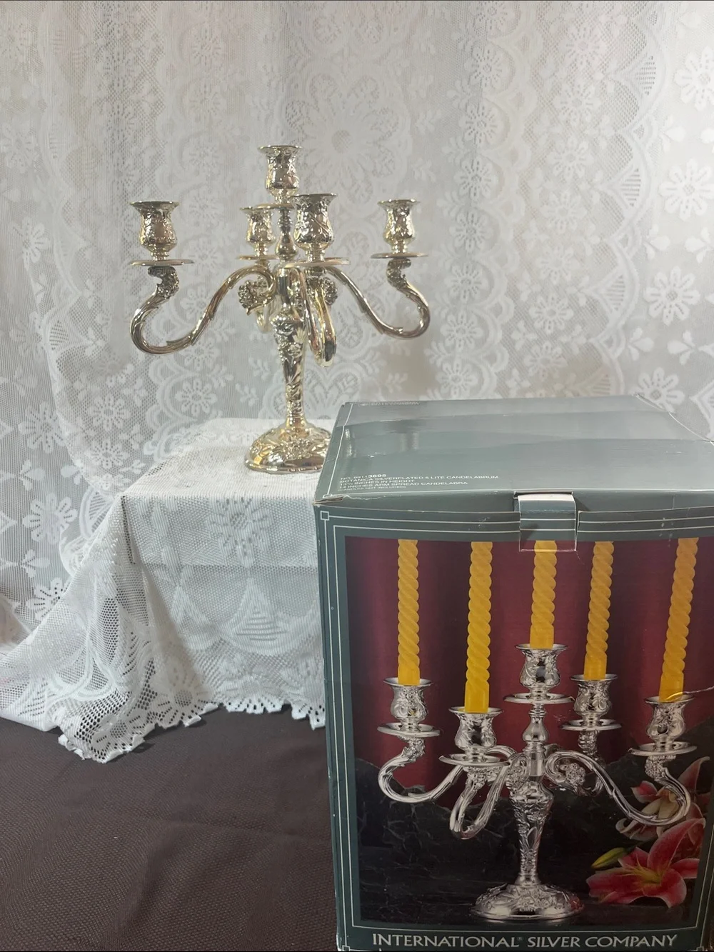 International Silver Company Five-Arm Candelabra - Silver Plated
